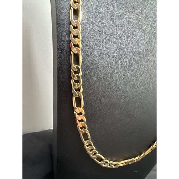 24K Gold Plated 22" Figaro Chain Necklace For Men & Women - Picture 4 of 6